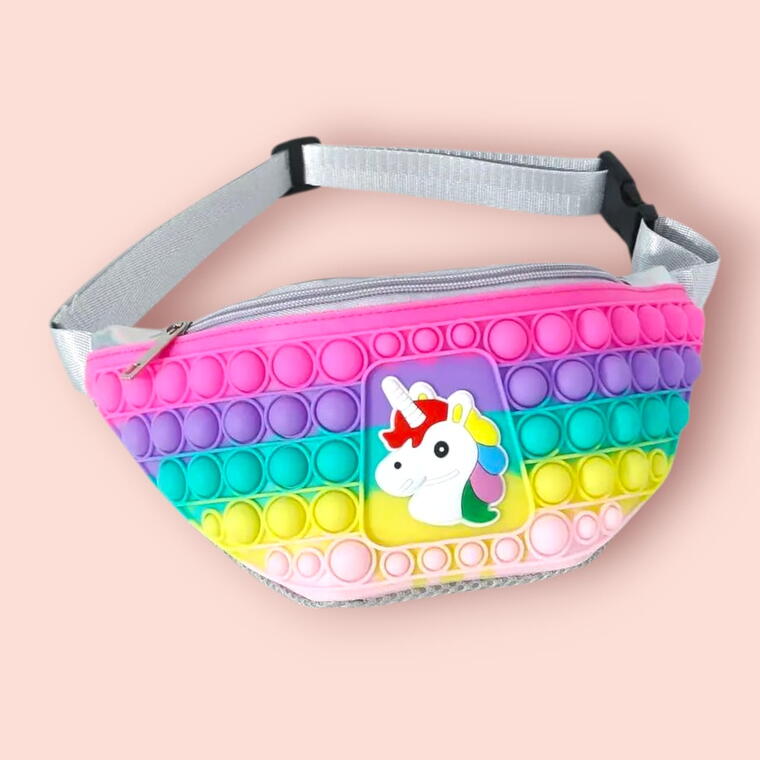 KIDS TRAVEL WAIST BELT BAG - UNICORN SILICONE POP IT