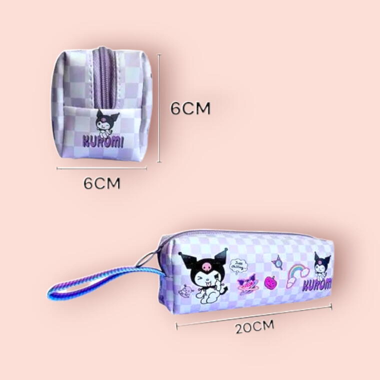 CARTOON PRINT PENCIL POUCH - PURPLE