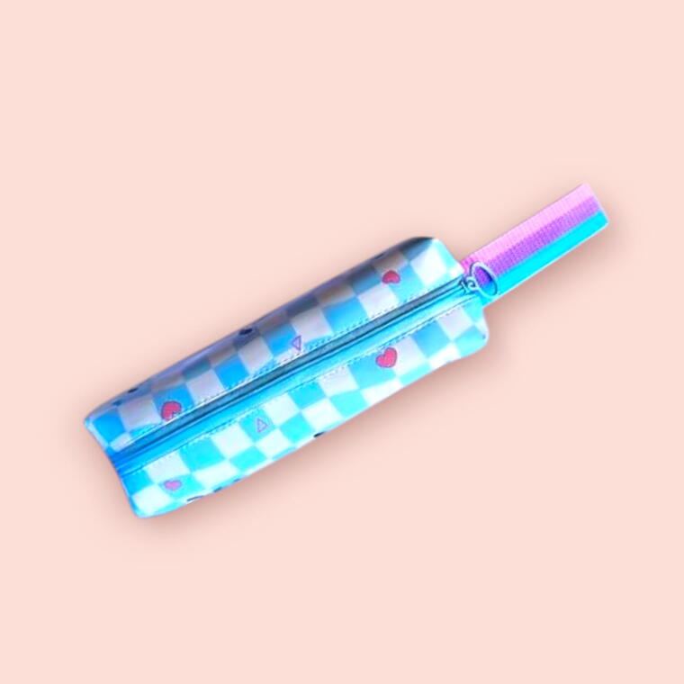 CARTOON PRINT PENCIL POUCH - BLUE - BOX