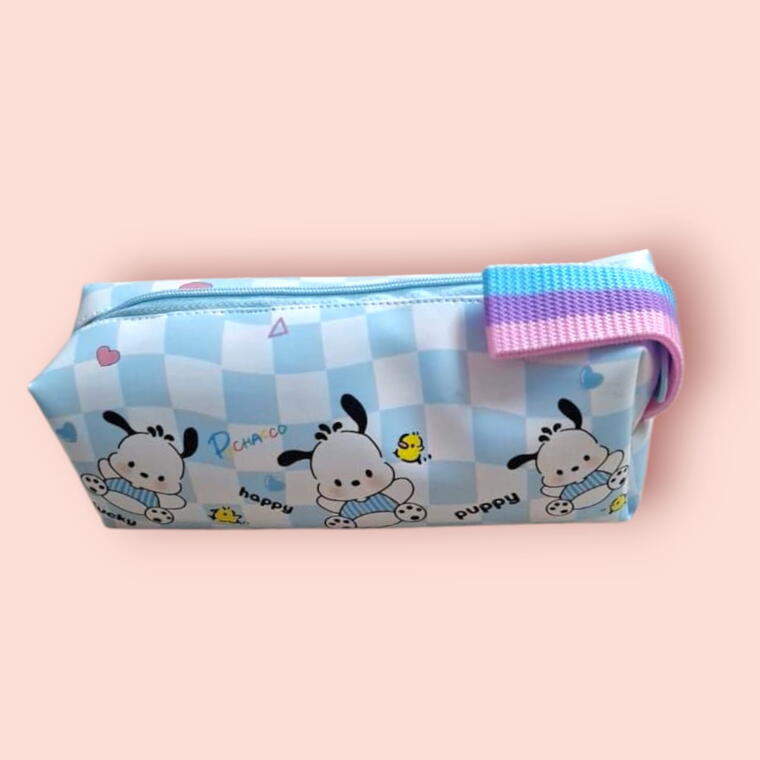 CARTOON PRINT PENCIL POUCH - BLUE - BOX