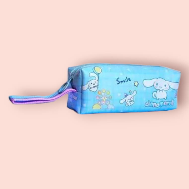 CARTOON PRINT PENCIL POUCH - BLUE