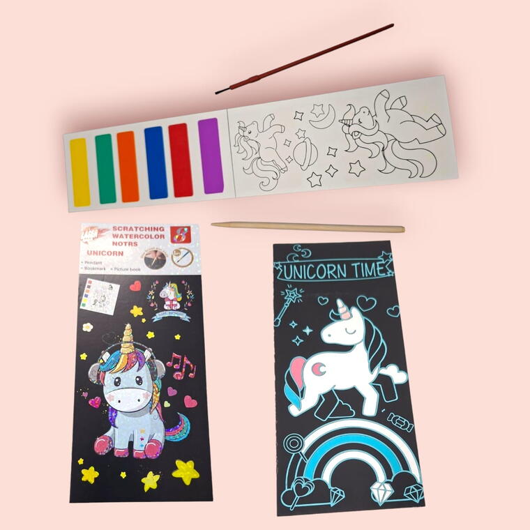 WATER COLOURING PLUS SCRATCH BOOK - 2 IN 1 - PACK OF 1 PIECES - RANDOM DESIGN