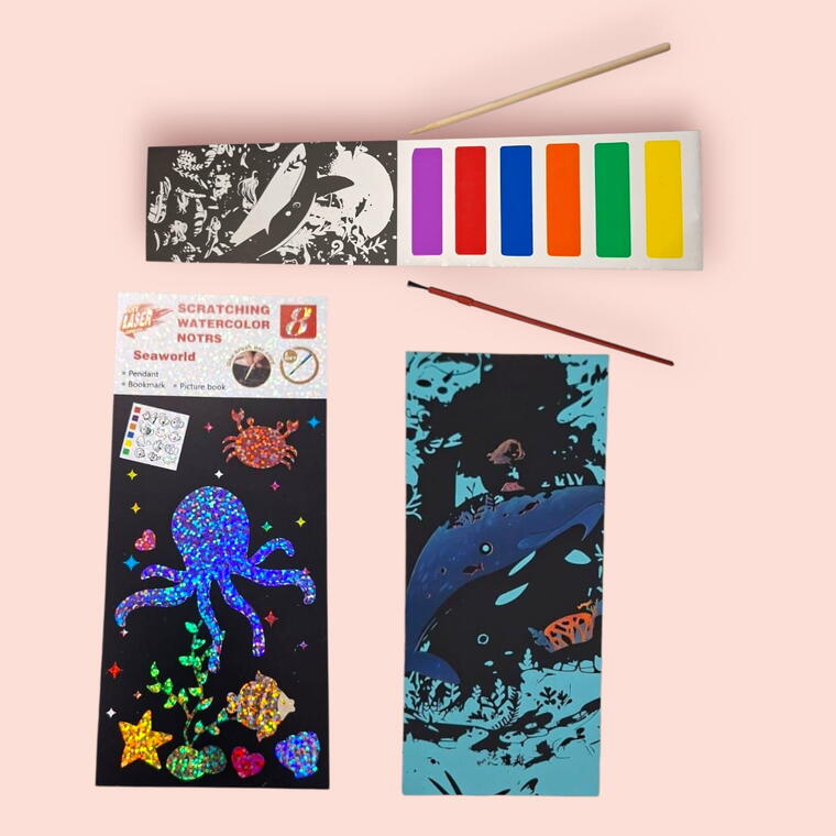 WATER COLOURING PLUS SCRATCH BOOK - 2 IN 1 - PACK OF 1 PIECES - RANDOM DESIGN