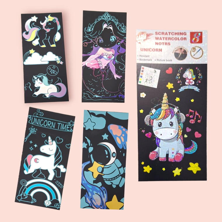 WATER COLOURING PLUS SCRATCH BOOK - 2 IN 1 - PACK OF 1 PIECES - RANDOM DESIGN