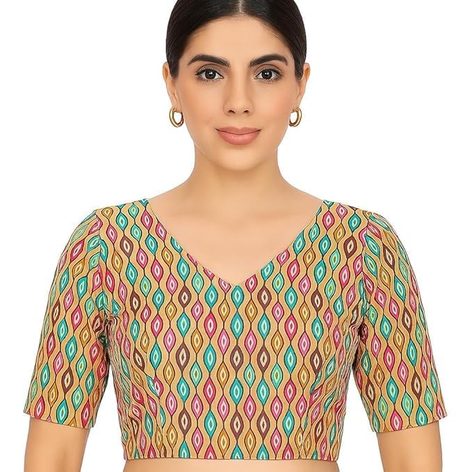 Pure Cotton Printed Princess Cut Front Open Multicoloured Free Size Blouse