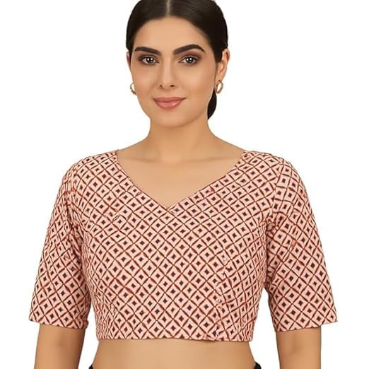 Pure Cotton Printed Princess Cut Front Open Free Size Blouse