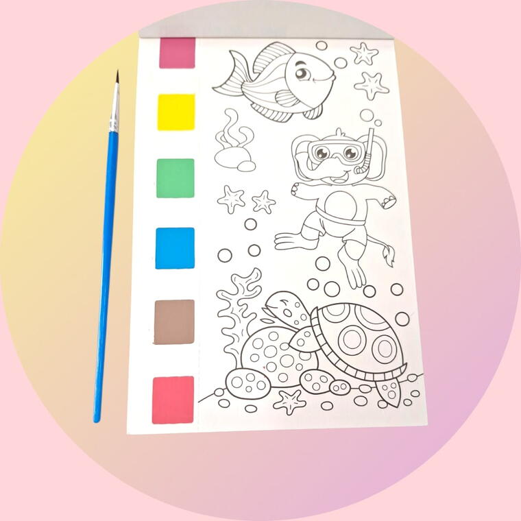 COLOURING BOOK WITH DRY COLOUR PALATE D2 - PACK OF 1 PIECE