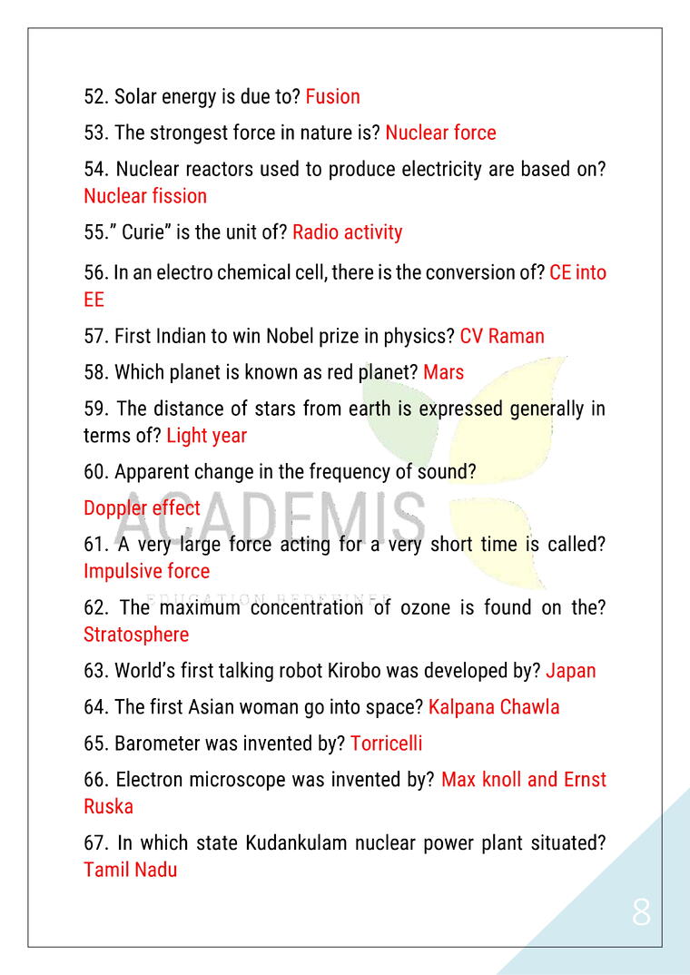 750 SCIENCE ചോദ്യങ്ങൾ