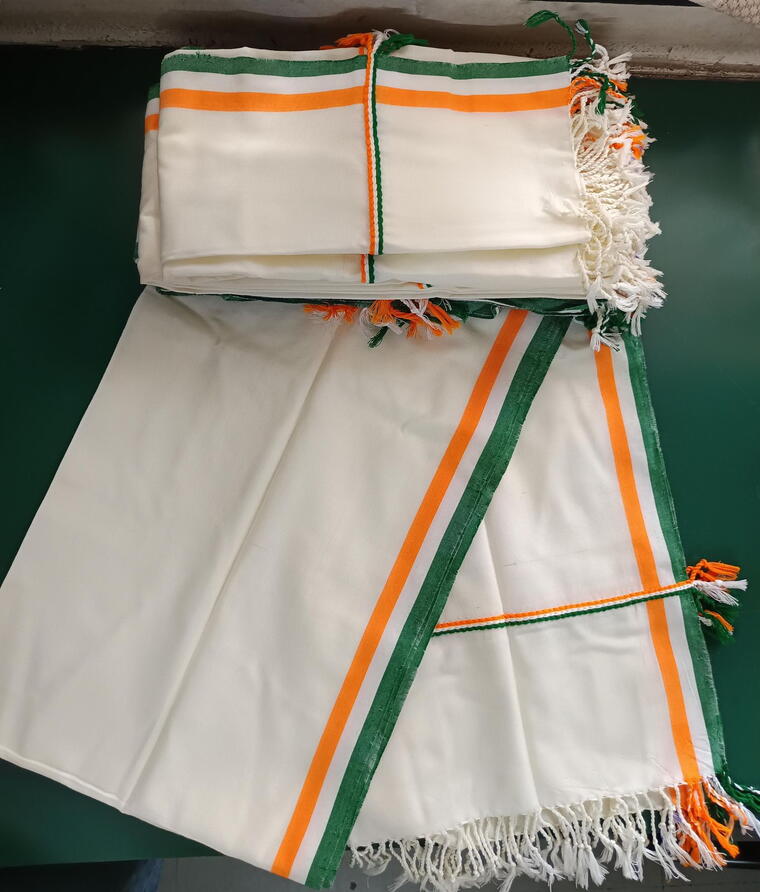 Tricolor Stole: (180 x 60 cm, Cotton base, Hand-woven with tricolor theme)