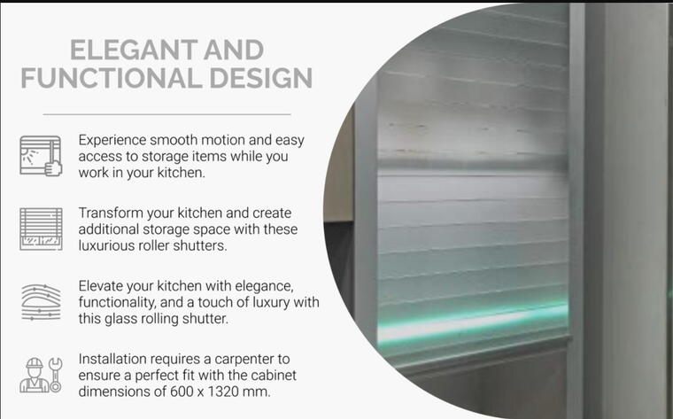 Glass Rolling Shutter Frosted 600X1320mm (BG042)