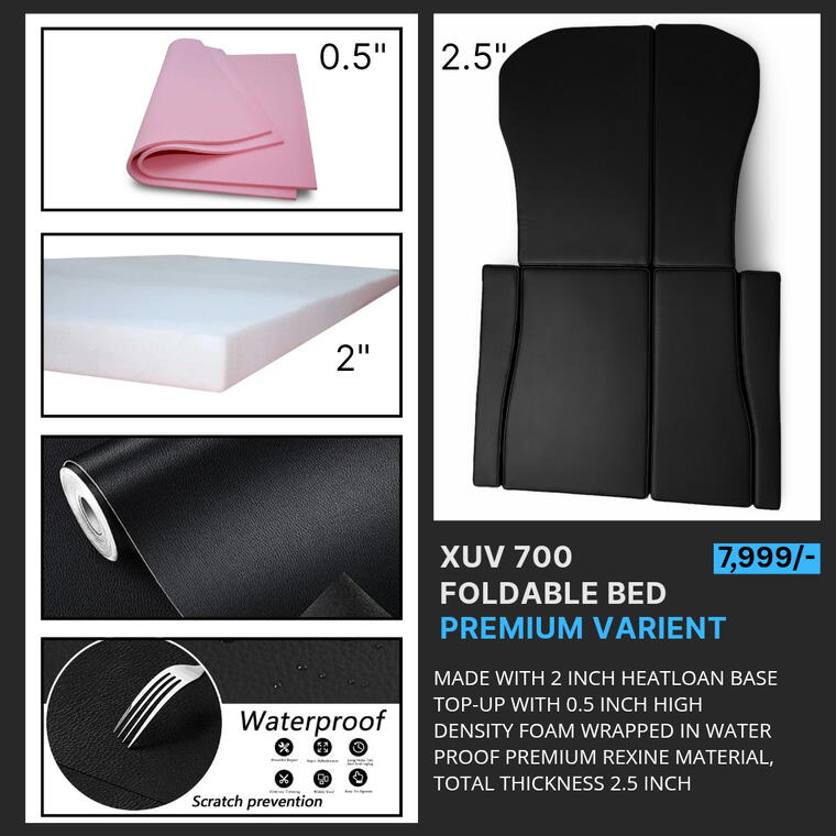 Dark Black | Premium Varient| Foldable Car Bed | XUV 700 7STR