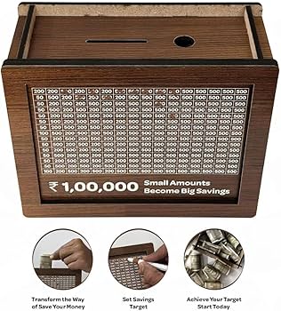WOODEN MONEY SAVING BOX 