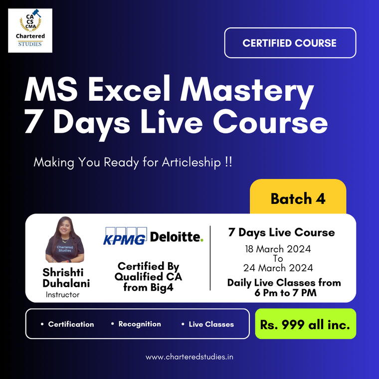MS Excel Mastery Course : Basics to Advanced (LIVE+BACKUP)