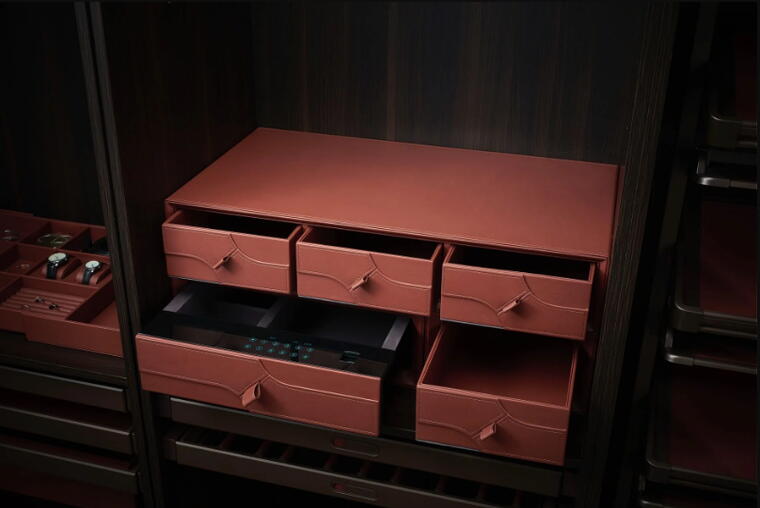 Leather Drawers With Password Safe (Set Of 5) Standard (900mm) (BG0287)