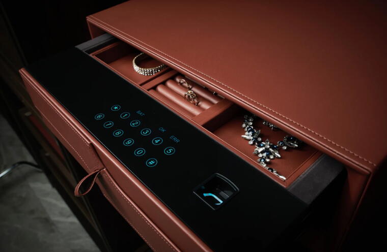 Leather Drawers With Password Leather+MDF (475X425X160) (BG0288)