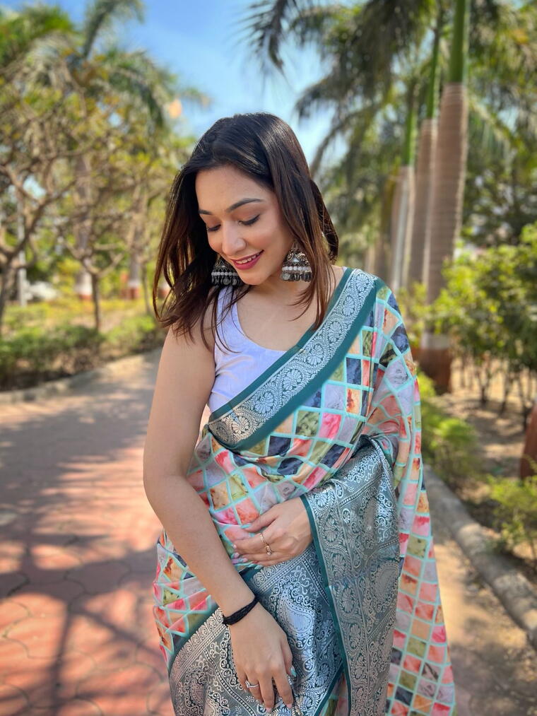 Exclusive Tussr Silk Multi Green Colour Saree || Shreelagna