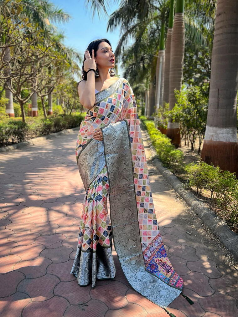 Exclusive Tussr Silk Multicolour Mehandi Shade Saree || Shreelagna