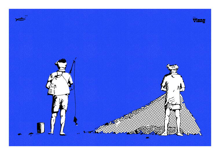 SHORE FISHING (Riso Print)