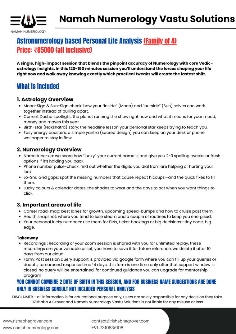 Family of 4 - Rapid Astronumero Personal Analysis