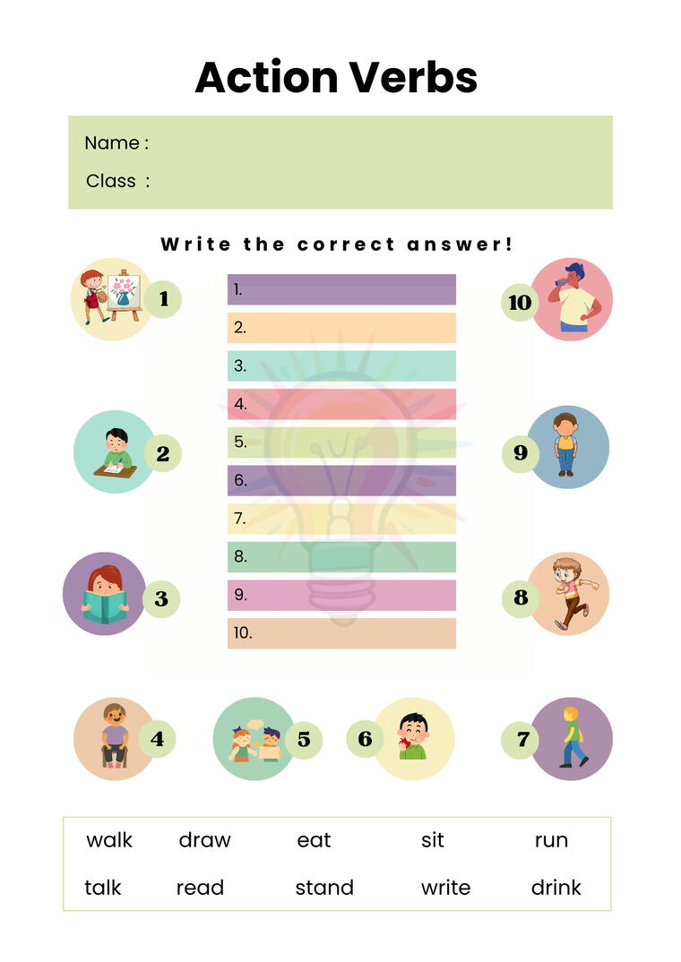 Verbs Worksheets For Class 3