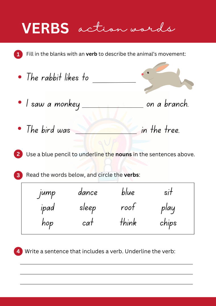 Verbs Worksheets For Class 3