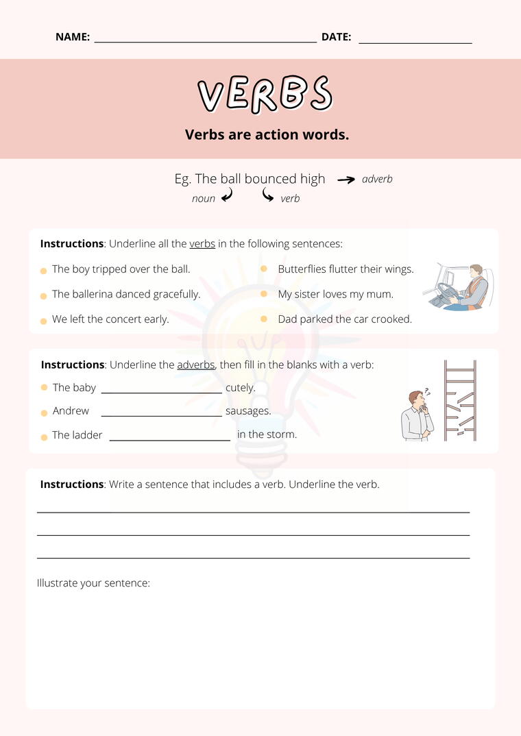 Verbs Worksheets For Class 3