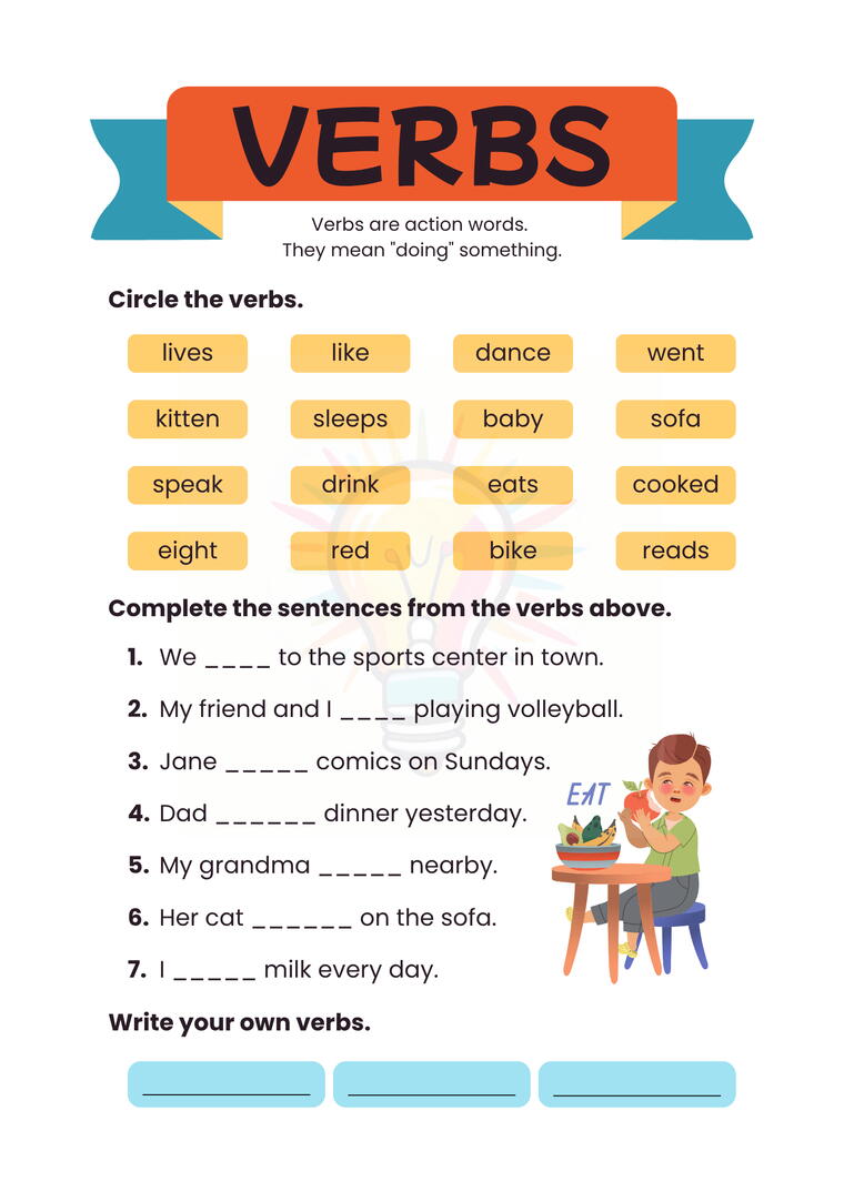 Verbs Worksheets For Class 3