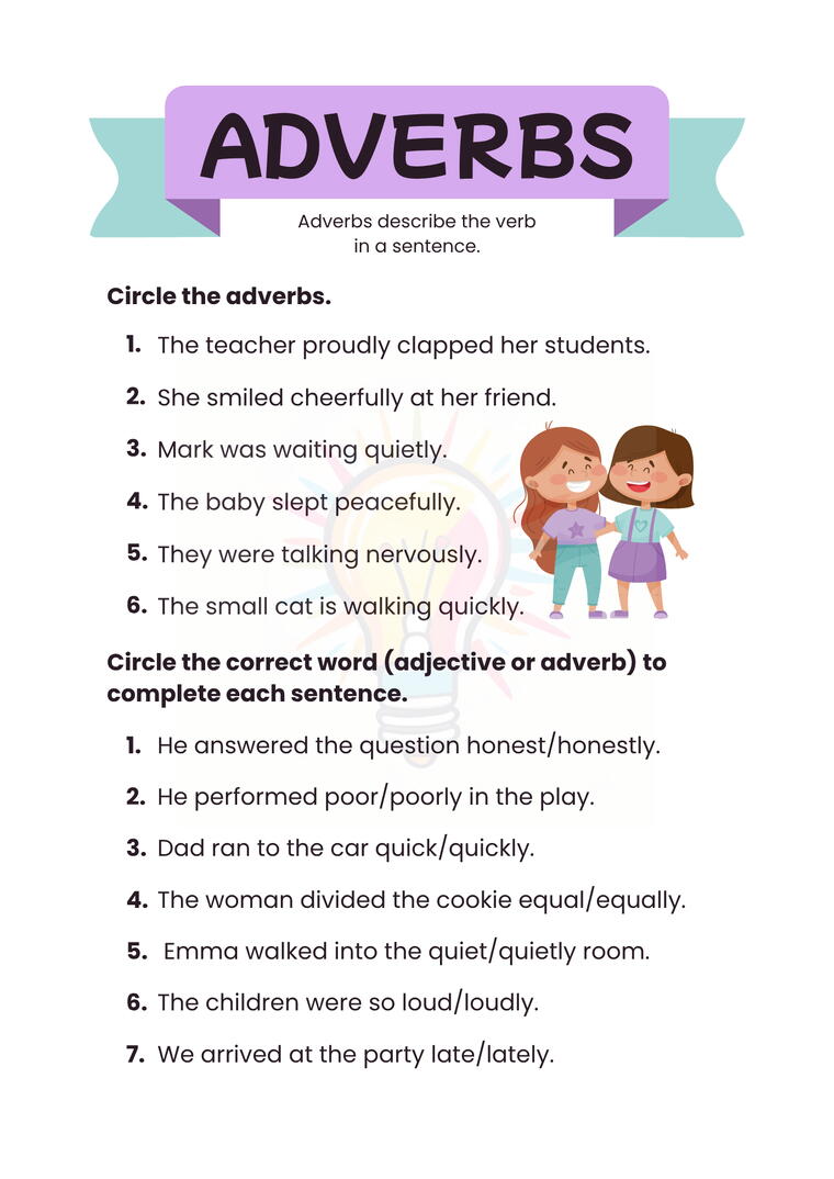 Adverbs Worksheets For Class 3