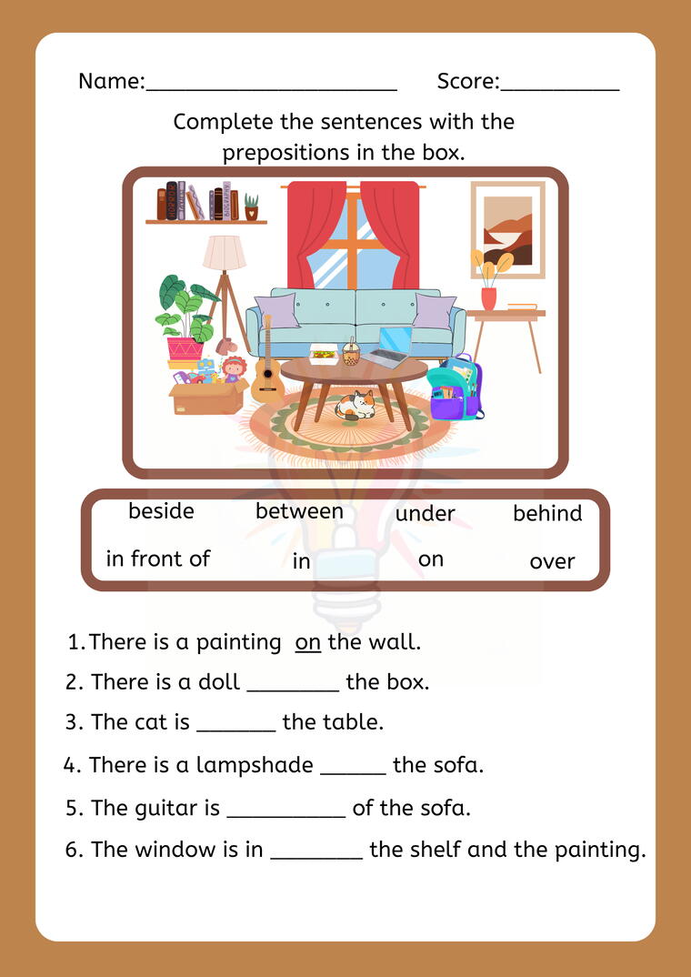 Prepositions Worksheets For Class 3
