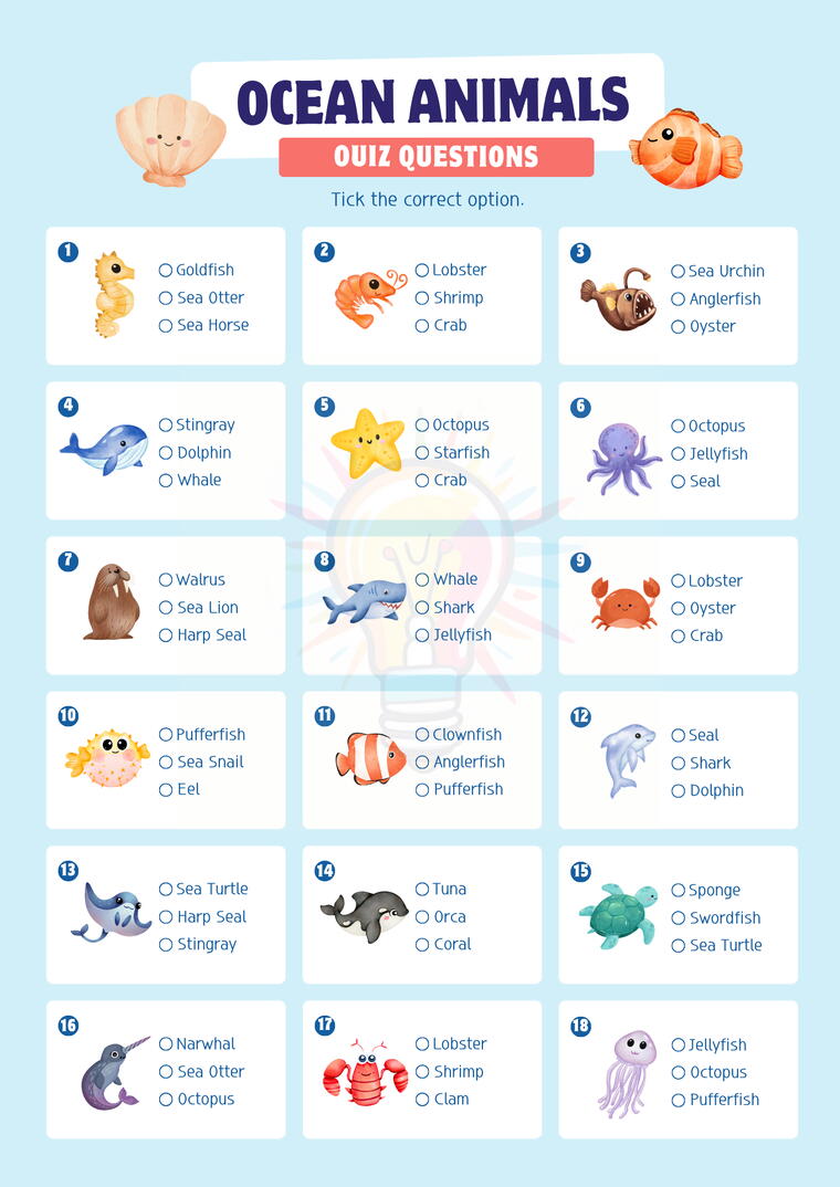 Below the Ocean Worksheets For Class 3