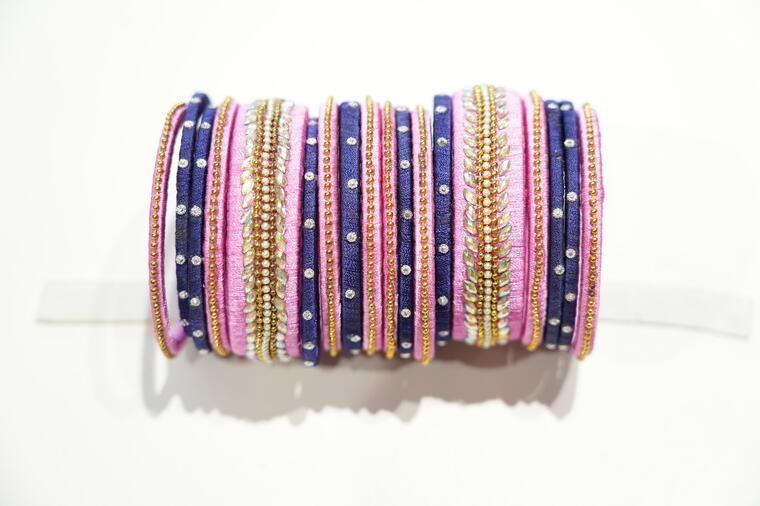 Silk Thread Bangles.(Pink $ Blue combination)