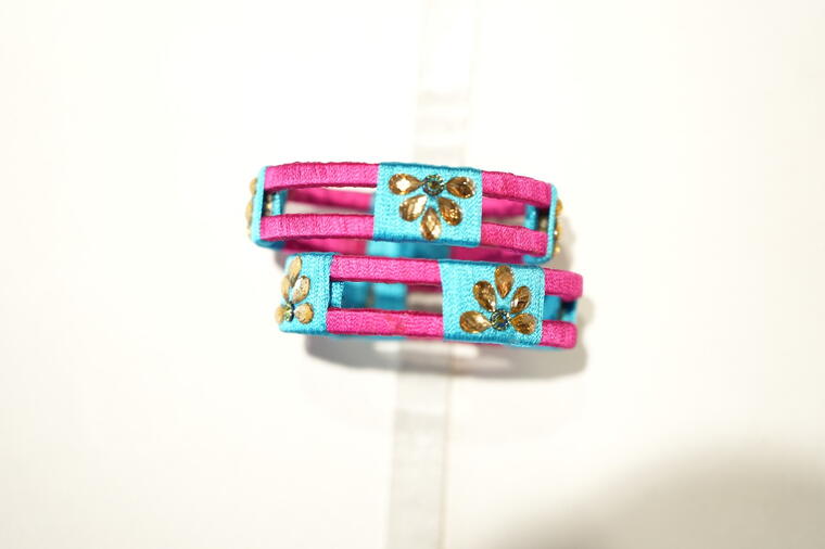 Silk Thread Bangles.(Pink &amp; Light Green)