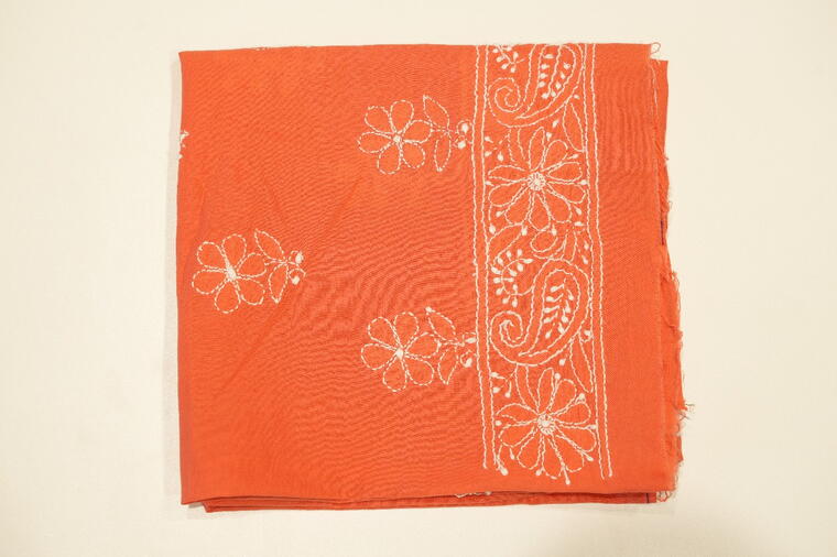Pure Cotton Chikankari Thread Work Blouses. Orange Colour.