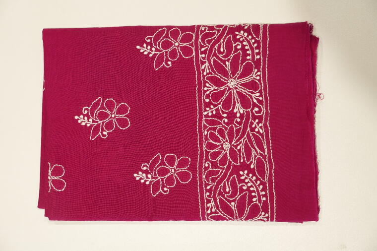 Pure Cotton Chikankari Thread Work Blouse.Red Colour