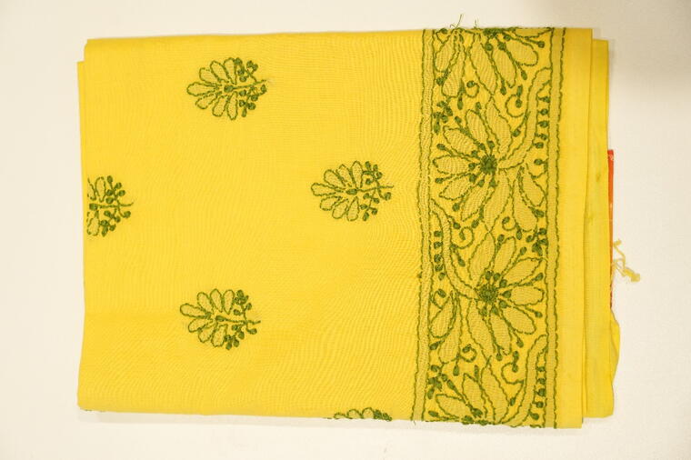 Pure Cotton Chikankari Thread Work Blouse.Yellow Colour