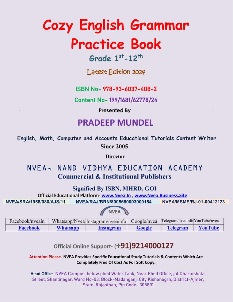 (199) Cozy English Grammar Practice Workbook