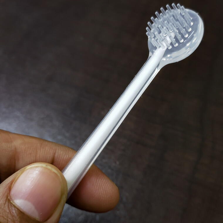 Baby Silicone Tongue Cleaner and Gum Brush Set with Hygienic Storage Case, White