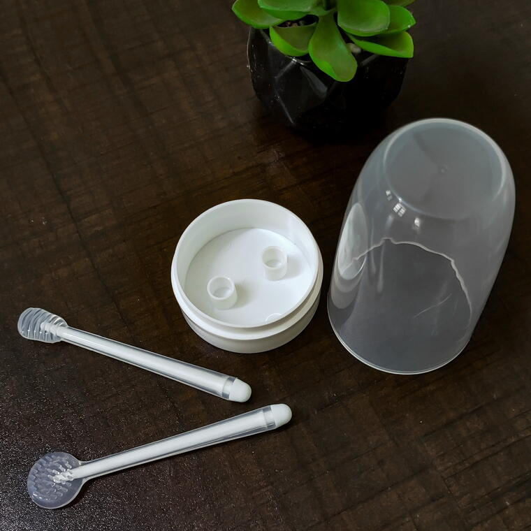 Baby Silicone Tongue Cleaner and Gum Brush Set with Hygienic Storage Case, White