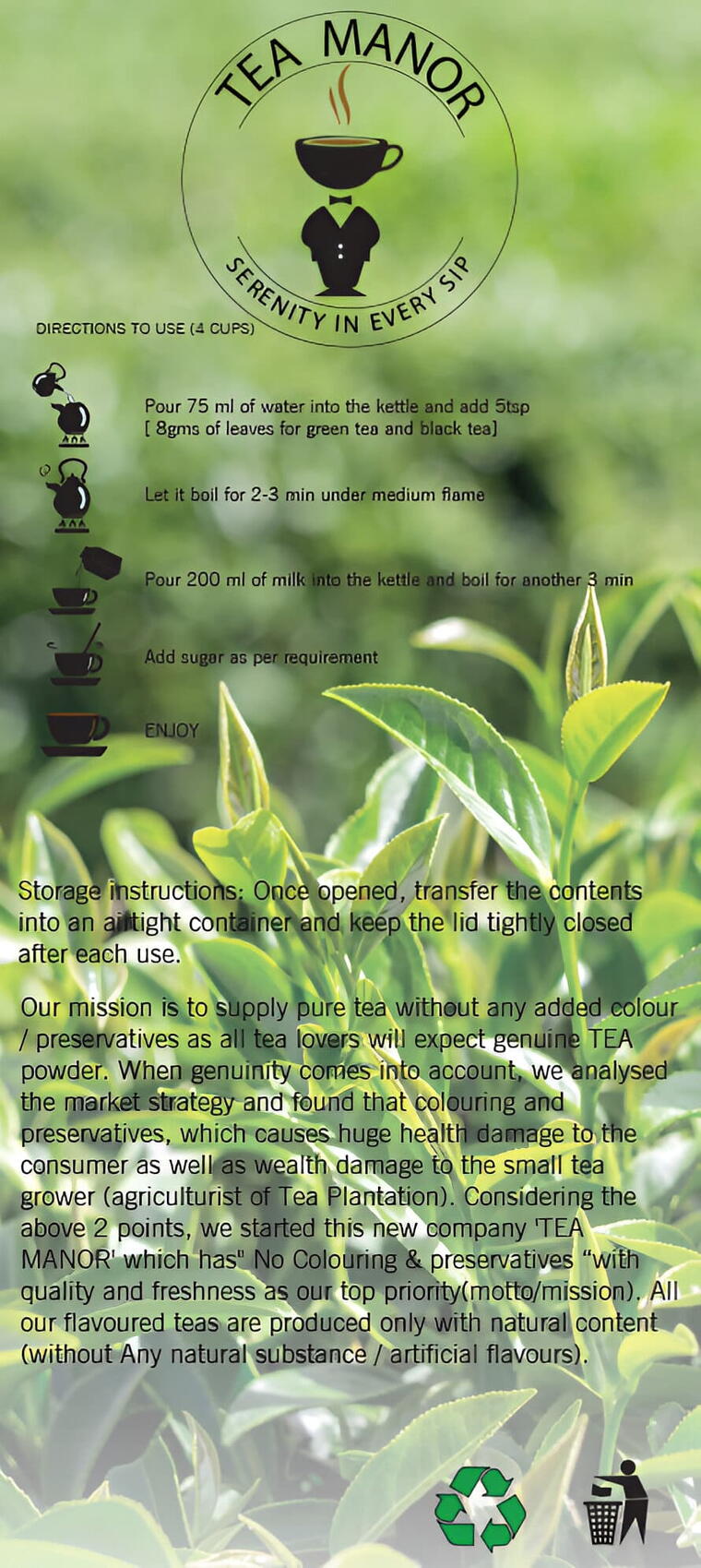 CARDAMOM TEA | TEA MANOR | PREMIUM TEA | ASSAM &amp; NILGIRI BLEND | 100 Grams