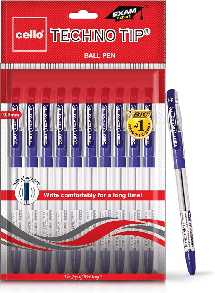 Cello Technotip Ball Pen Set | Pack of 10 | Blue Ball Pens