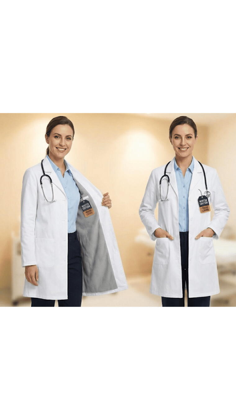 (S/36) WarmCoat Winter Doctor Coat by ArogyaLens