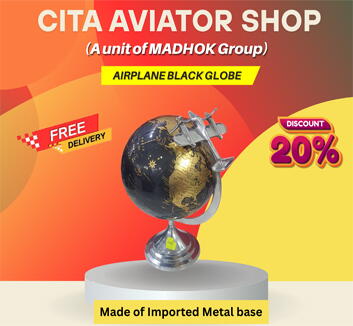 Airplane Black Globe