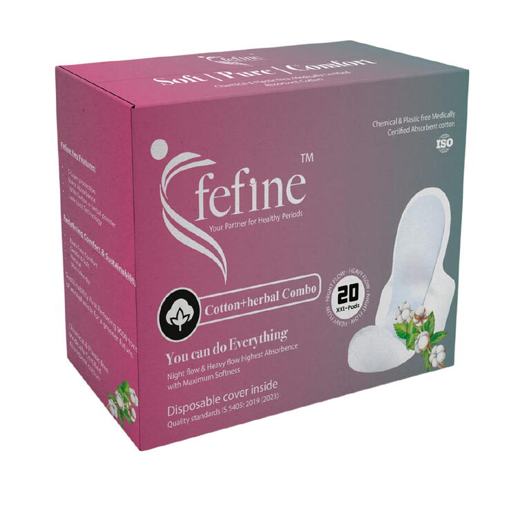 Cotton + Herbal Sanitary Pads Women XXL – Combo Pack of 20