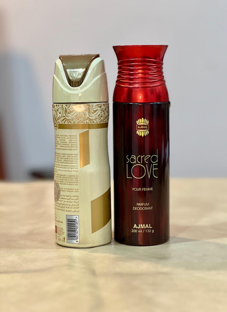Combo Oudh mood lattafa & Ajmal Sacred Love BODY PERFUME REE DELIVERY