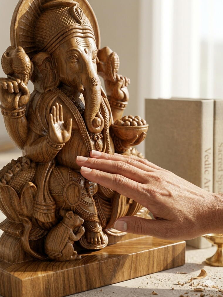 Balharshah Prime Timbers – 1 Ft Solid Teakwood Ganesha Idol