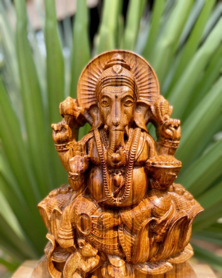 Balharshah Prime Timbers – 1 Ft Solid Teakwood Ganesha Idol
