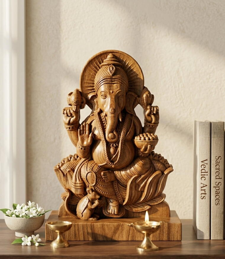 Balharshah Prime Timbers – 1 Ft Solid Teakwood Ganesha Idol