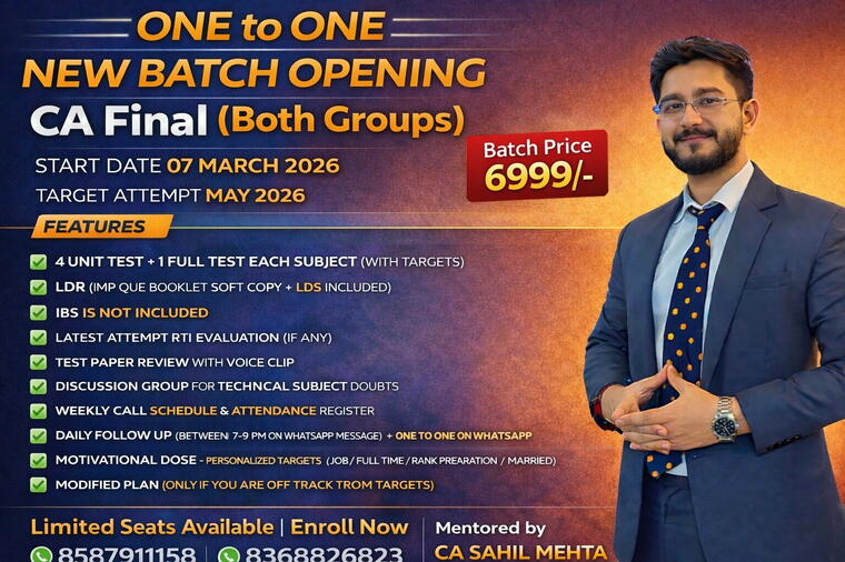 CA Final Both Group May 2026 One to One Mentorship for jobs Full Time Students
