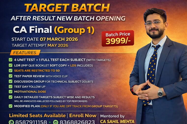 CA Final Group 1 – May 2026 | Target-Based Mentorship &amp; Test Series