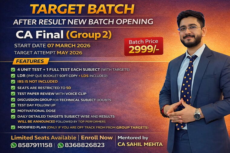 CA Final Group 2 – May 2026 | Target-Based Mentorship &amp; Test Series